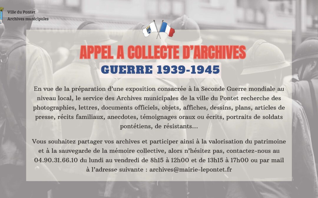 APPEL A COLLECTE D’ARCHIVES