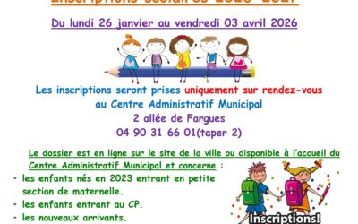 INSCRIPTIONS RENTRÉE SCOLAIRE 2026